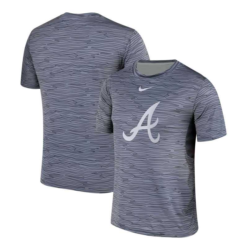 Atlanta Braves Gray Black Striped Logo Performance T-Shirt,We sell and wholesale Atlanta Braves Gray Black Striped Logo Performance T-Shirt on line form chian!